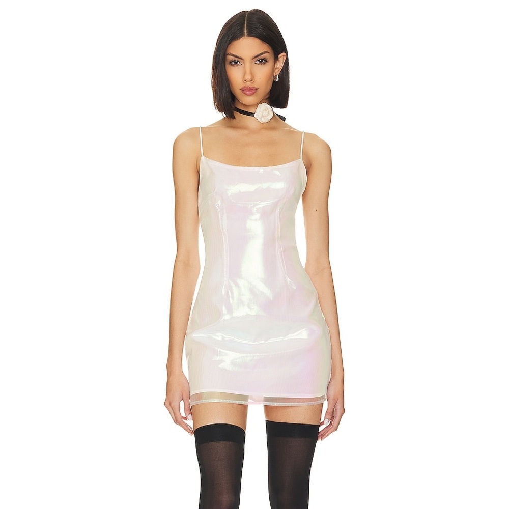 NWT Superdown Revolve Rosalind Iridescent Multicolor Mini Slip Dress in Opal XS